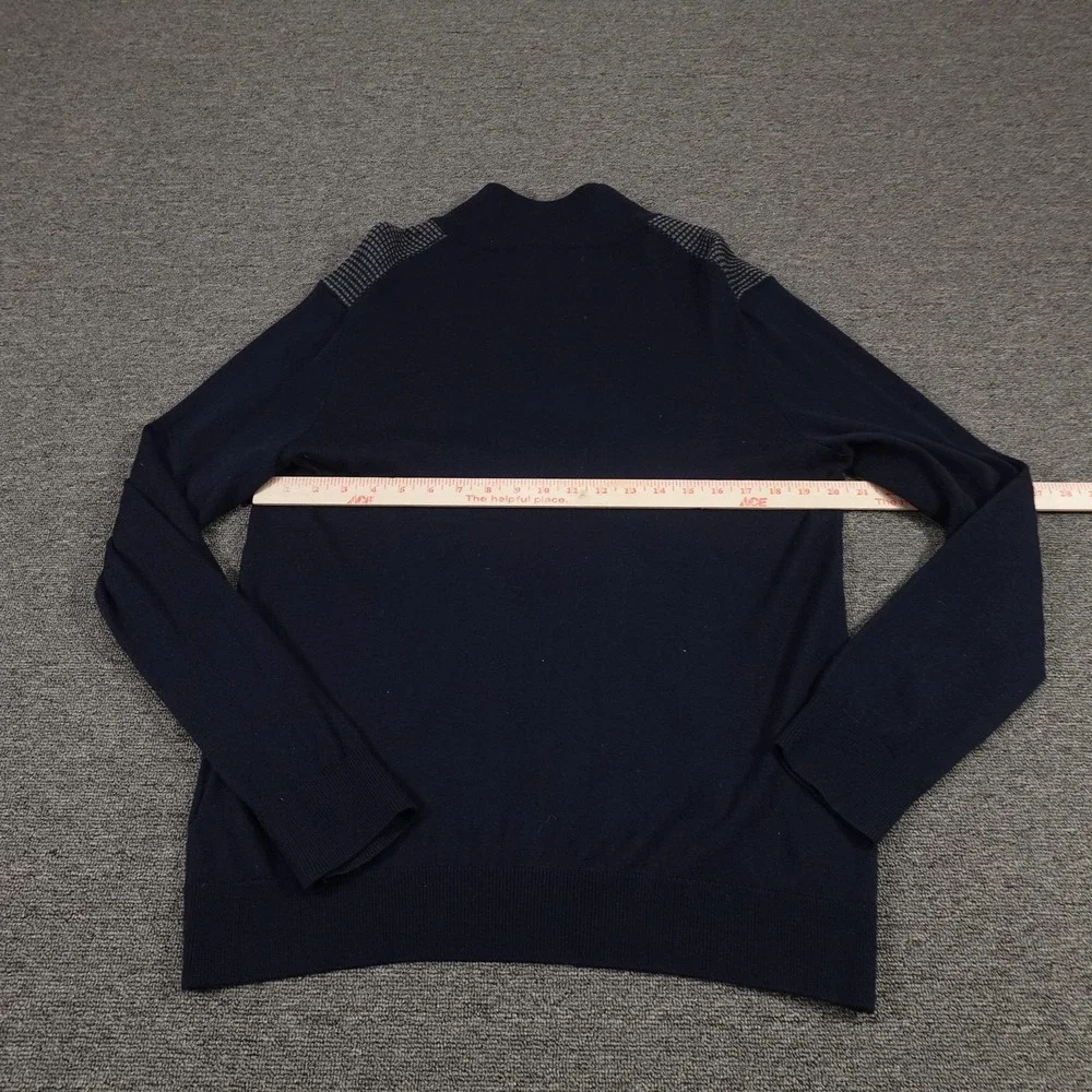 Banana Republic Sweater Mens Large Blue Merino Wool Quarter Zip Mock Neck Knit‎